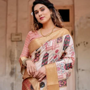 Ivory Zari Tussar Saree