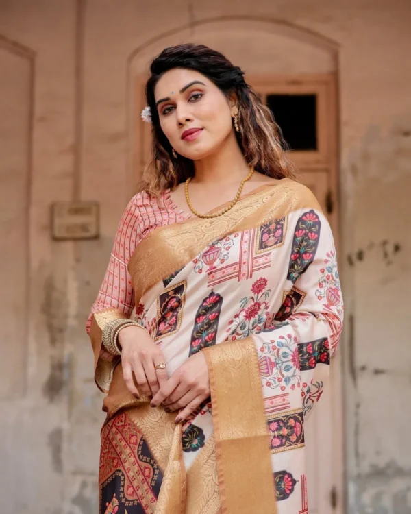 Ivory Zari Tussar Saree