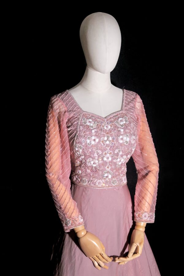 Blush Bloom" – Emphasizing the soft pink hue and floral embroidery.