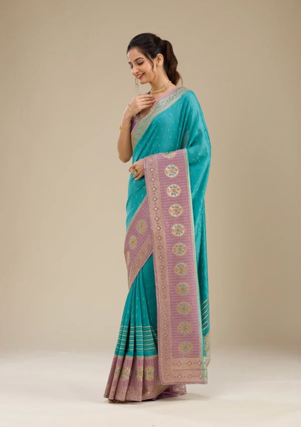 Lavender Zariwork Art Silk Saree - Image 2