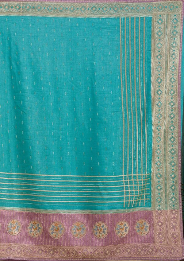 Lavender Zariwork Art Silk Saree - Image 5
