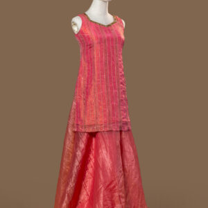 Pink Sleeveless Silk Sharara type
