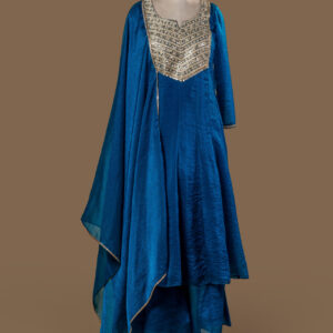Embroidered Neckline Indo-Western Gown