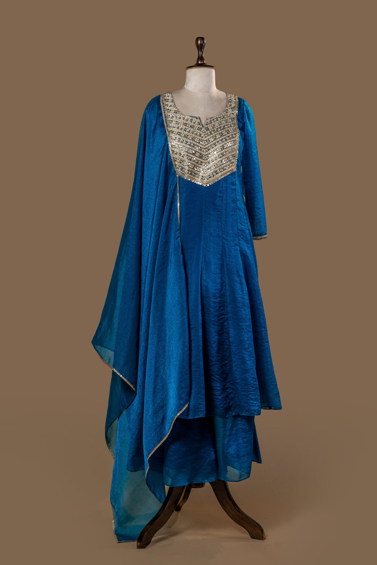 Embroidered Neckline Indo-Western Gown