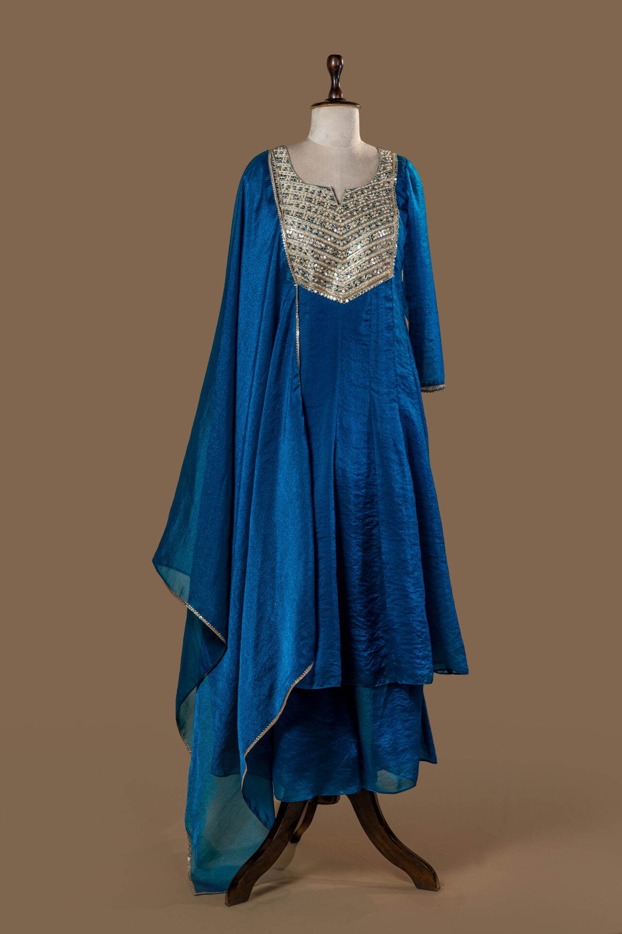 Embroidered Neckline Indo-Western Gown - Image 2