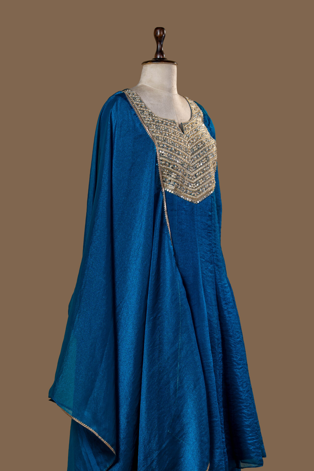 Embroidered Neckline Indo-Western Gown - Image 3