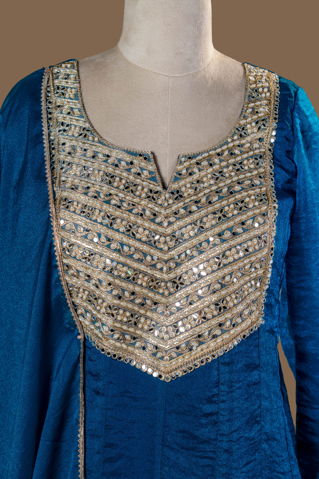 Embroidered Neckline Indo-Western Gown - Image 4