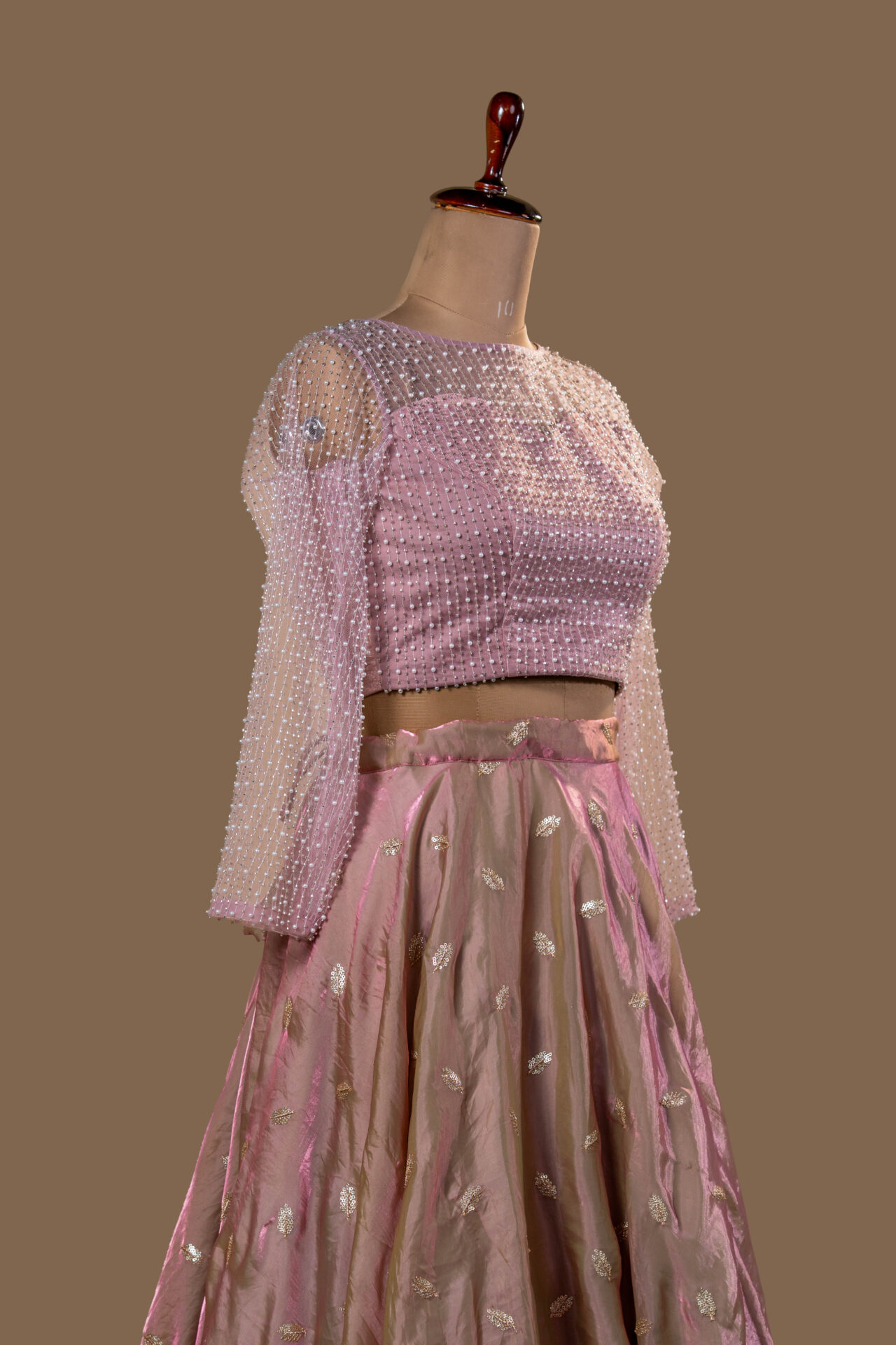 Soft Pink Lehenga Skirt and Heavily Embellished Blouse. - Image 4