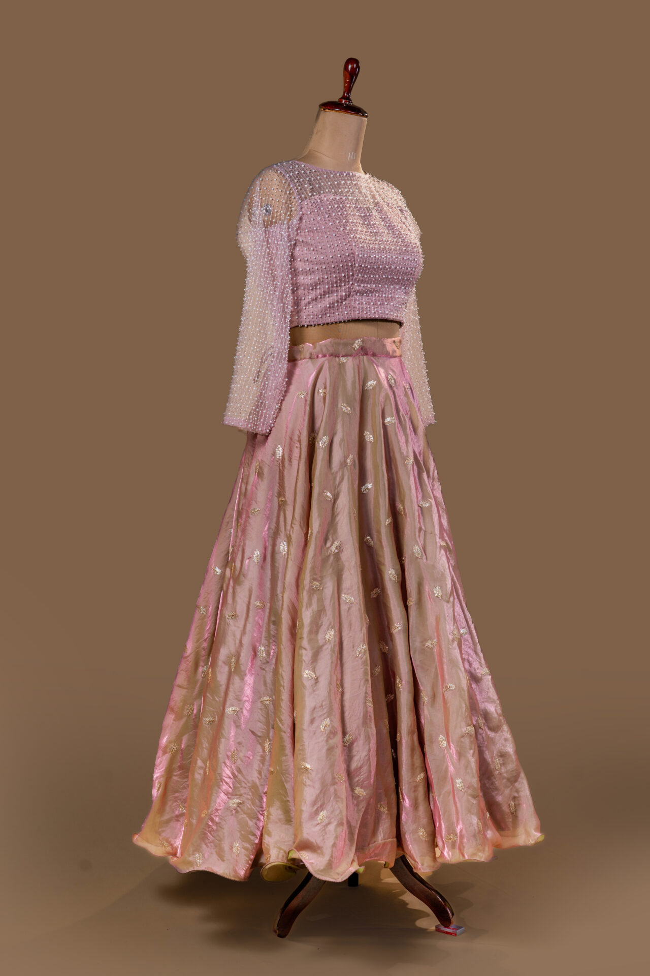 Soft Pink Lehenga Skirt and Heavily Embellished Blouse. - Image 3