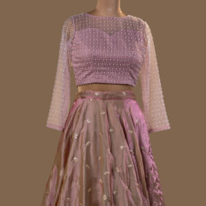 Soft Pink Lehenga Skirt and Heavily Embellished Blouse.