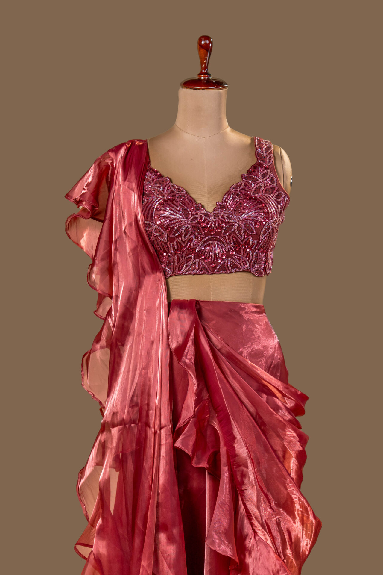 Modern Lehenga with Sequin-Embroidered Blouse - Image 4
