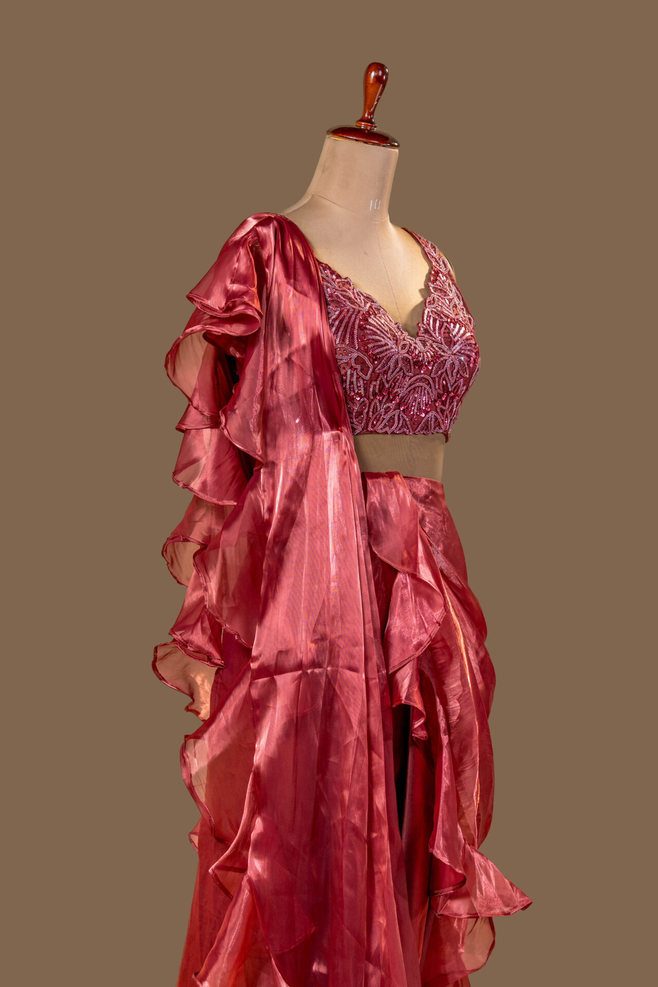 Modern Lehenga with Sequin-Embroidered Blouse - Image 3