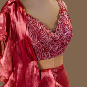 Modern Lehenga with Sequin-Embroidered Blouse