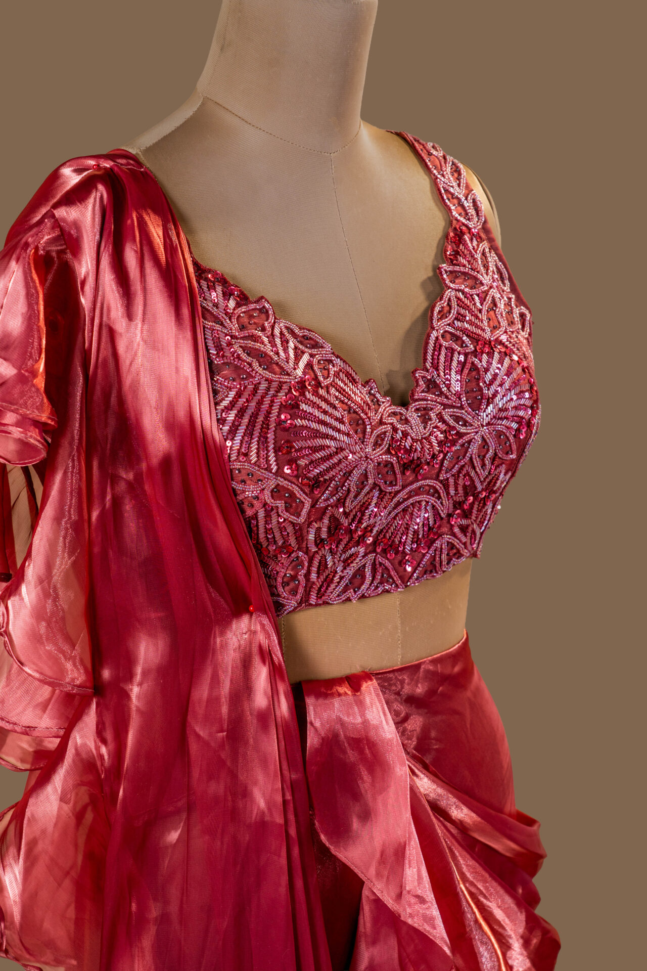 Modern Lehenga with Sequin-Embroidered Blouse