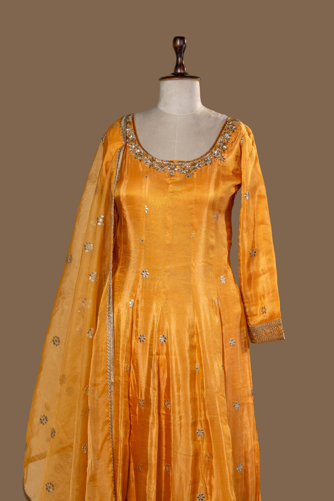 Mustard Yellow Anarkali with Gilded Embroidery - Image 4