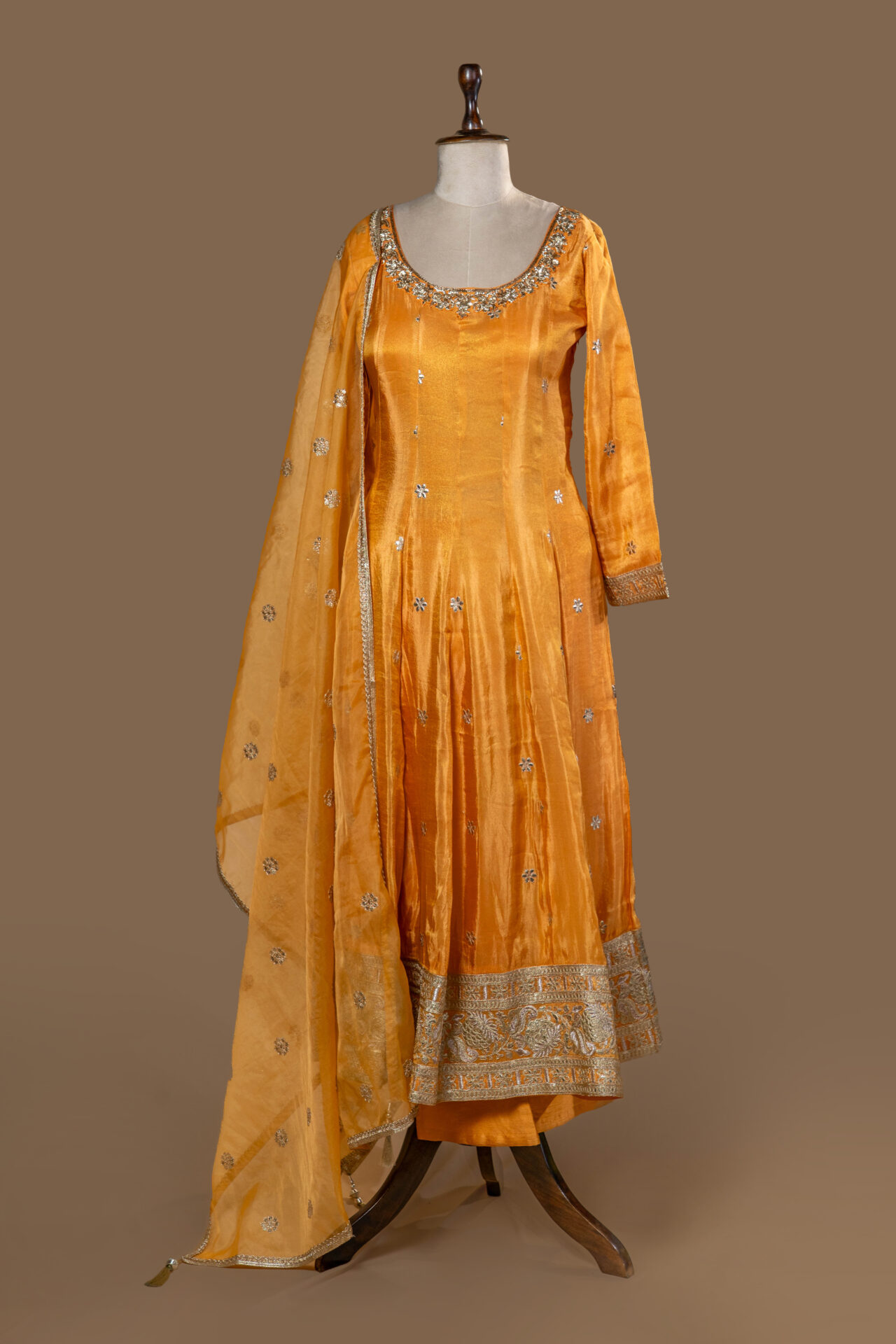 Mustard Yellow Anarkali with Gilded Embroidery - Image 3