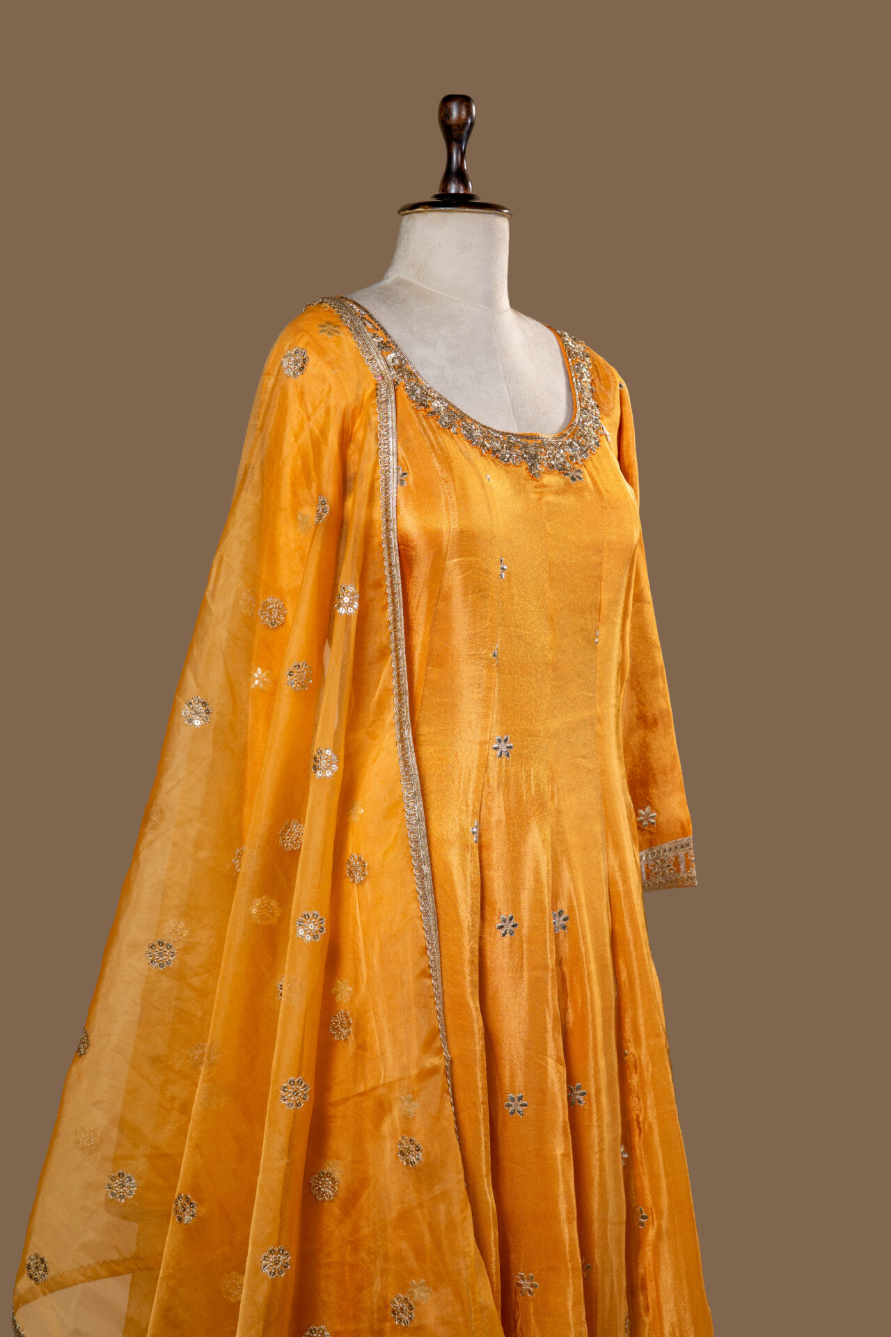 Mustard Yellow Anarkali with Gilded Embroidery - Image 2