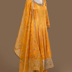 Mustard Yellow Anarkali with Gilded Embroidery