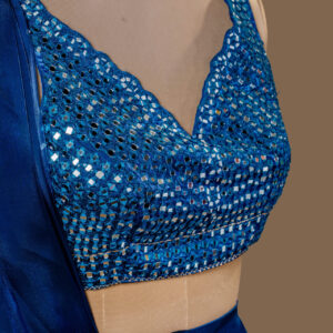 Royal Blue Mirror-Embellished Lehenga Top