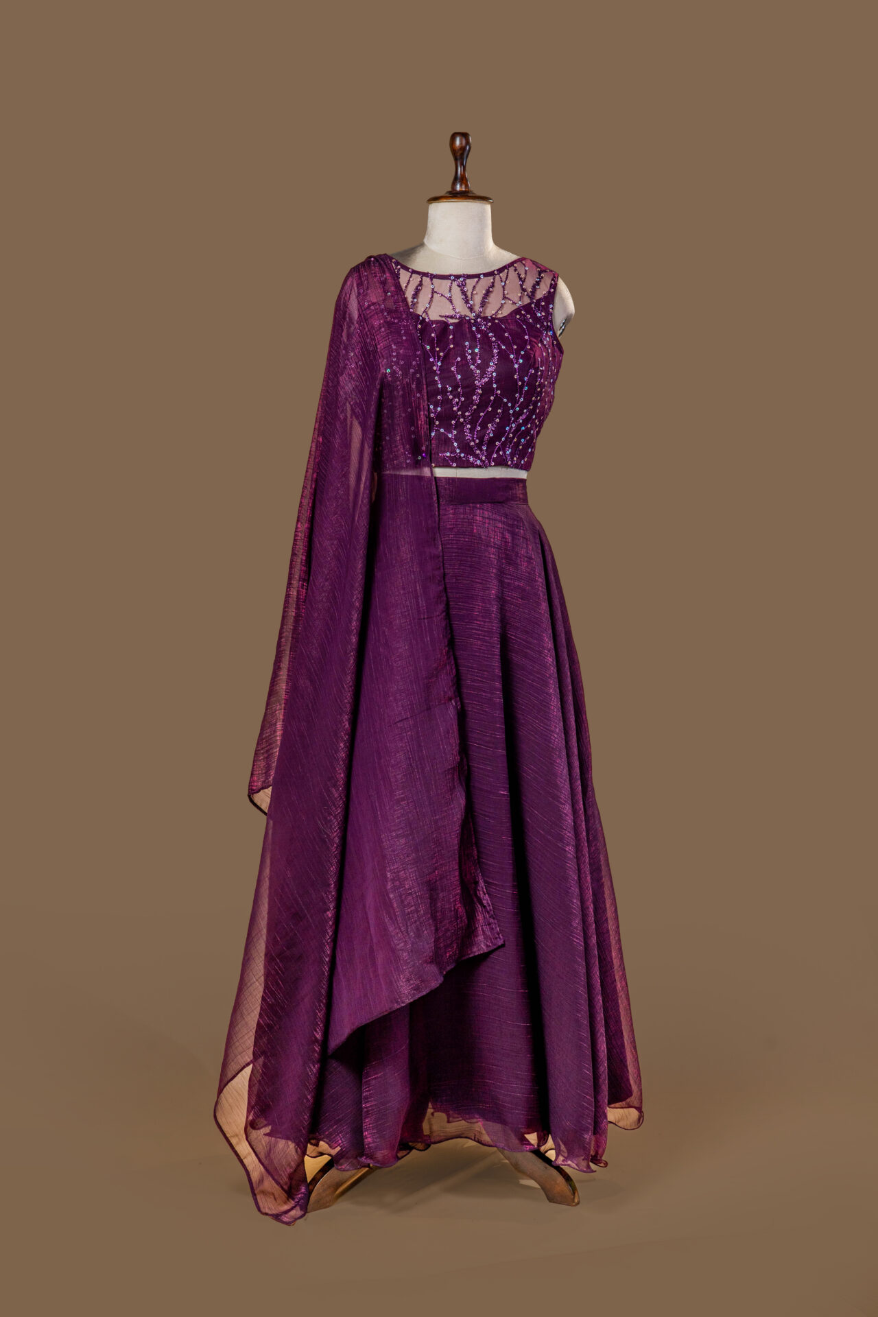 Royal Purple Metallic Lehenga Set - Image 4