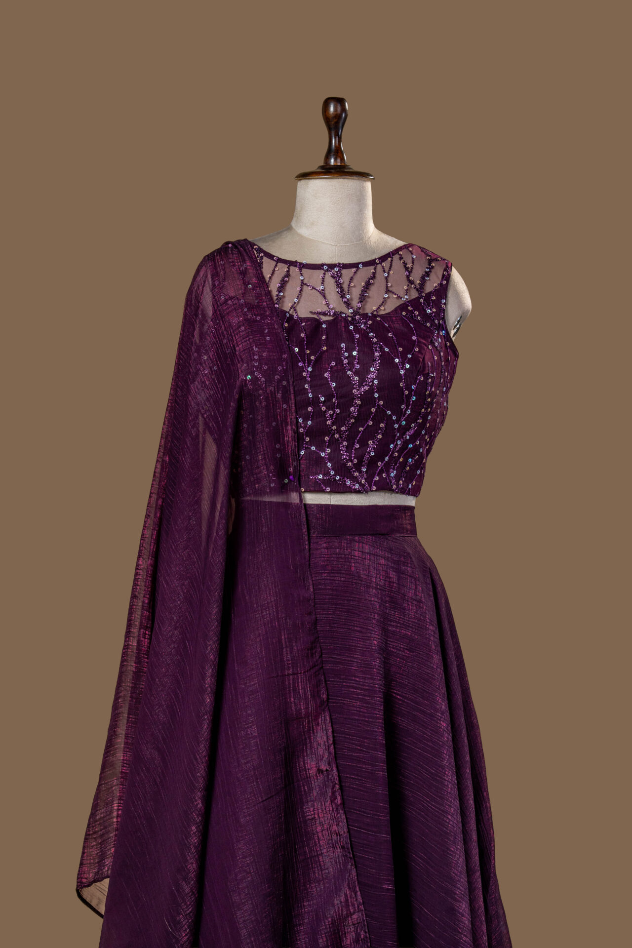 Royal Purple Metallic Lehenga Set - Image 3