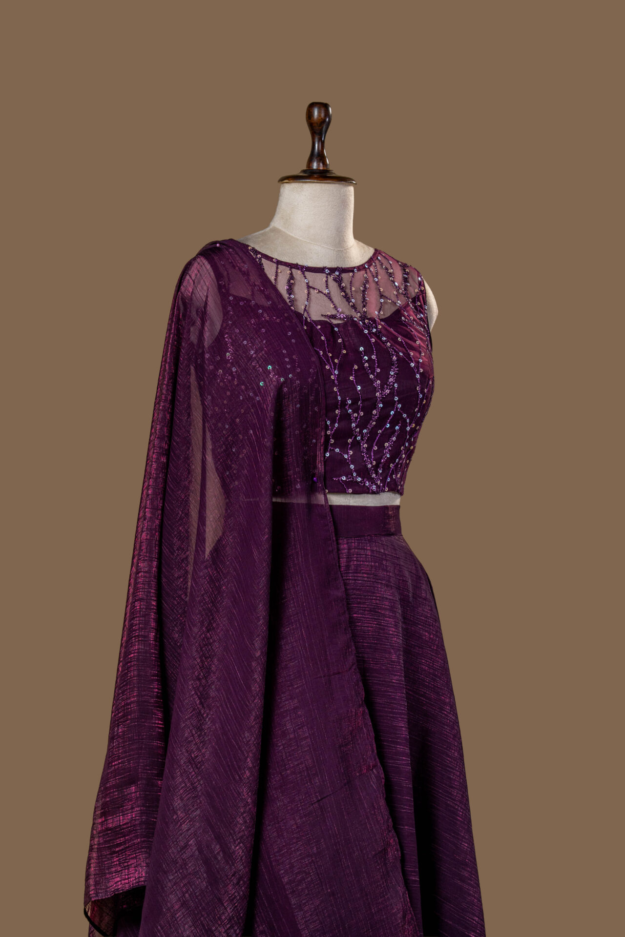 Royal Purple Metallic Lehenga Set - Image 2