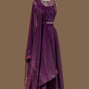 Royal Purple Metallic Lehenga Set