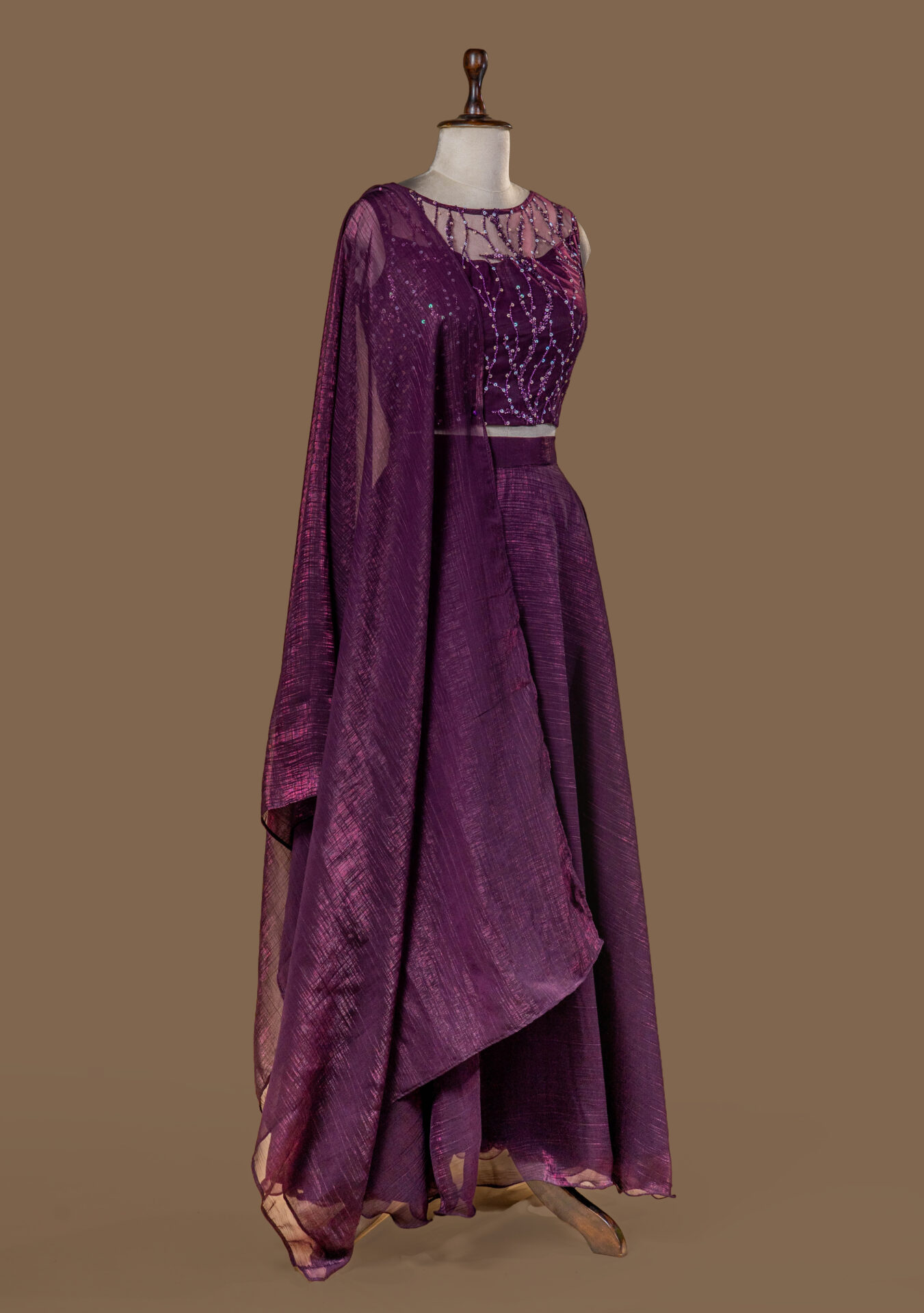 Royal Purple Metallic Lehenga Set