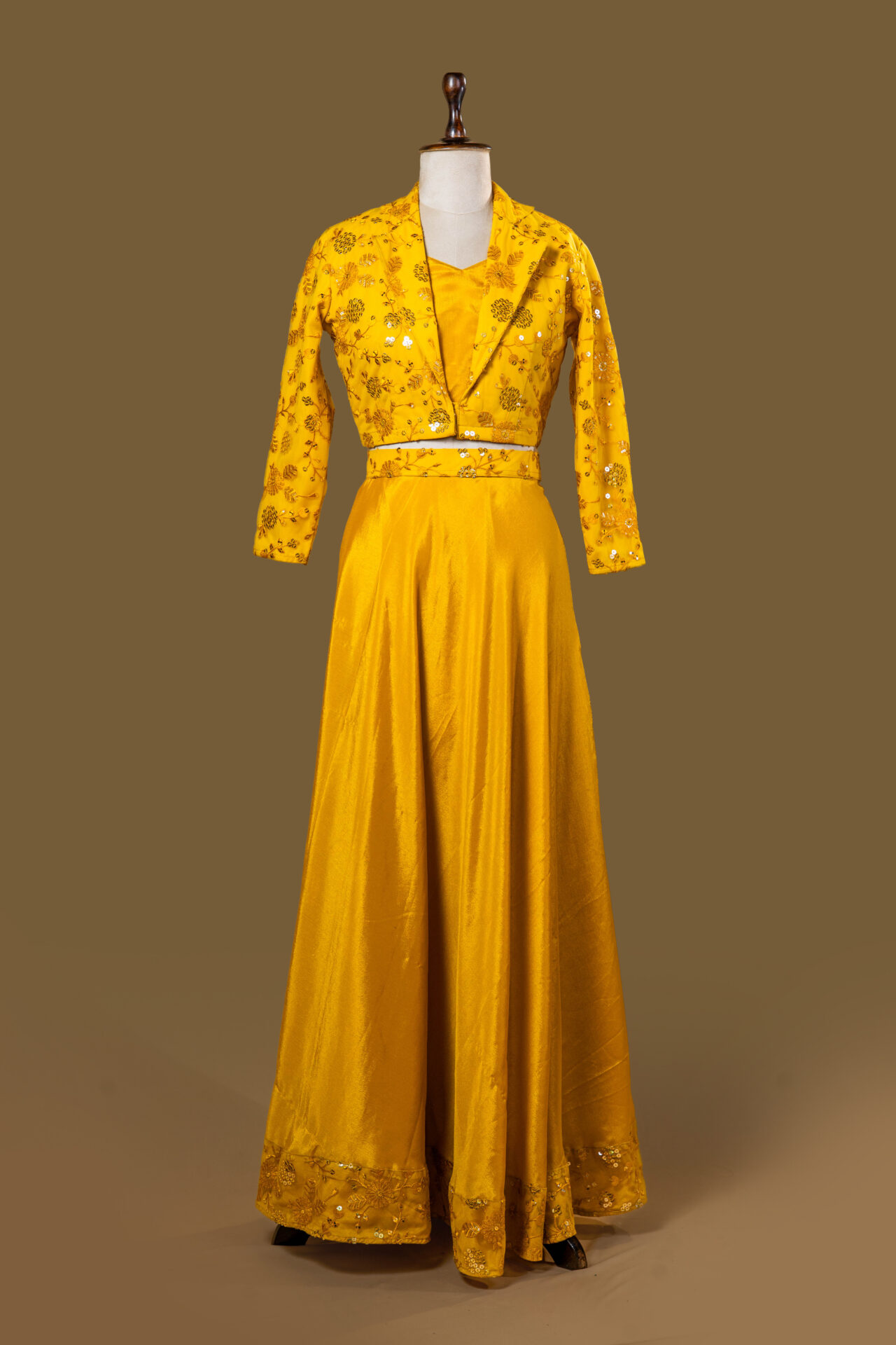 Designer Yellow Lehenga/Skirt Set with Embellished Jacket