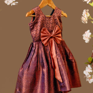 Luxurious Copper and Navy Blue Diamond Pattern Jacquard/Brocade Fabric