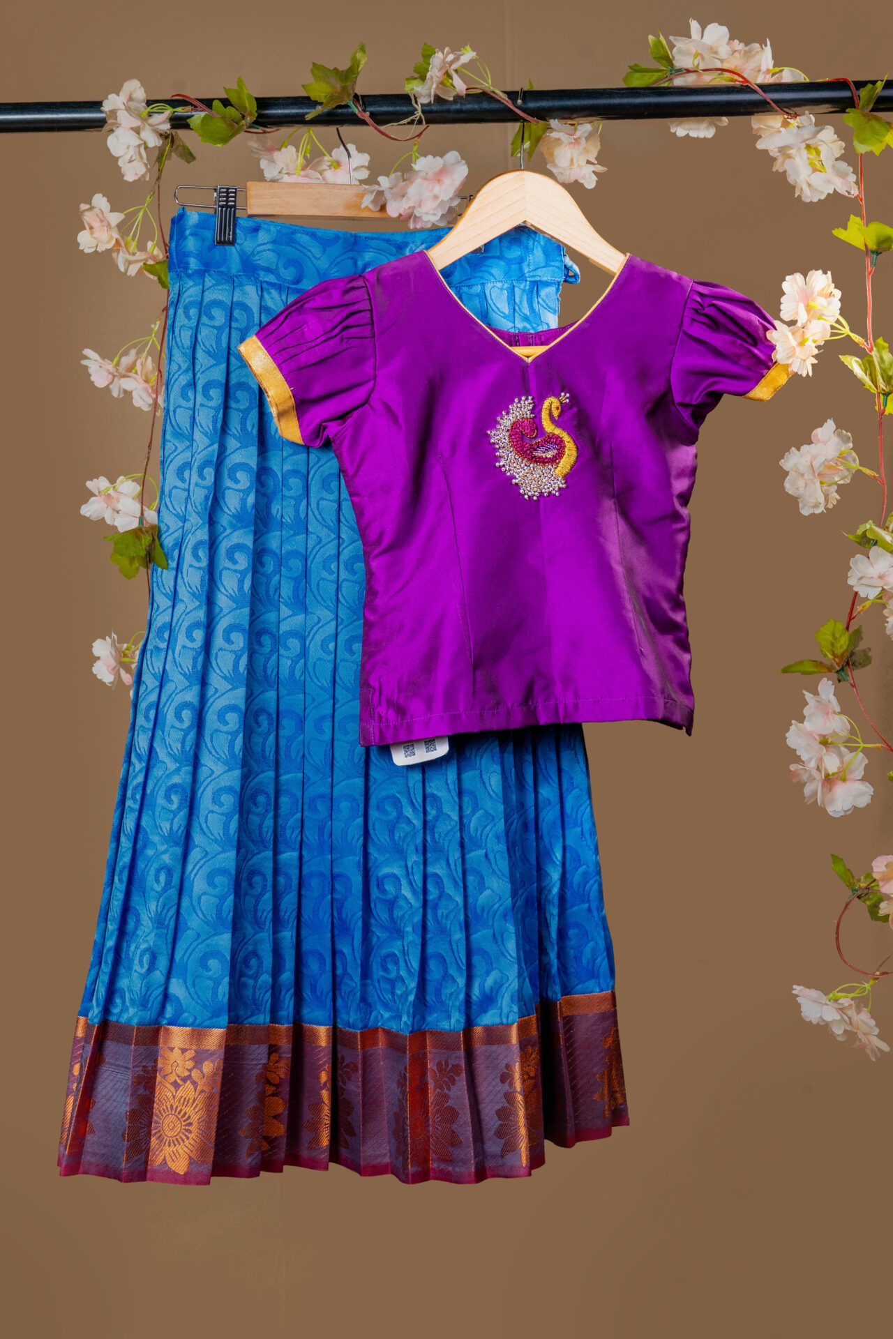 Peacock Set Listing 📝 Title Option Vibrant Fuchsia and Blue Set for Girls with Peacock Zardozi Embroidery Blouse