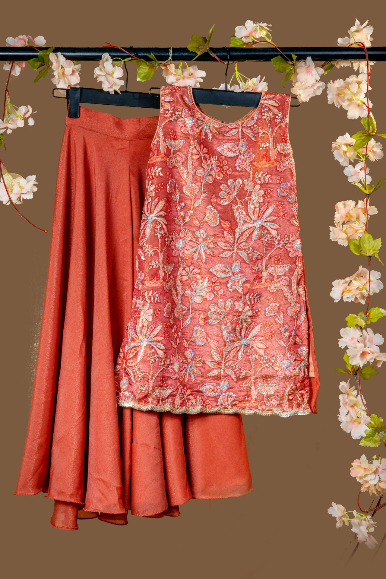 Elegant Pink Brocade Girl's Dress with Gold Weave, Rhinestone Waistband, and Oversized Bow.