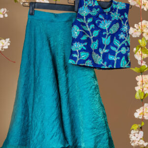 Royal Blue Sleeveless Blouse with Multi-Tone Sequin and Thread Floral Embroidery