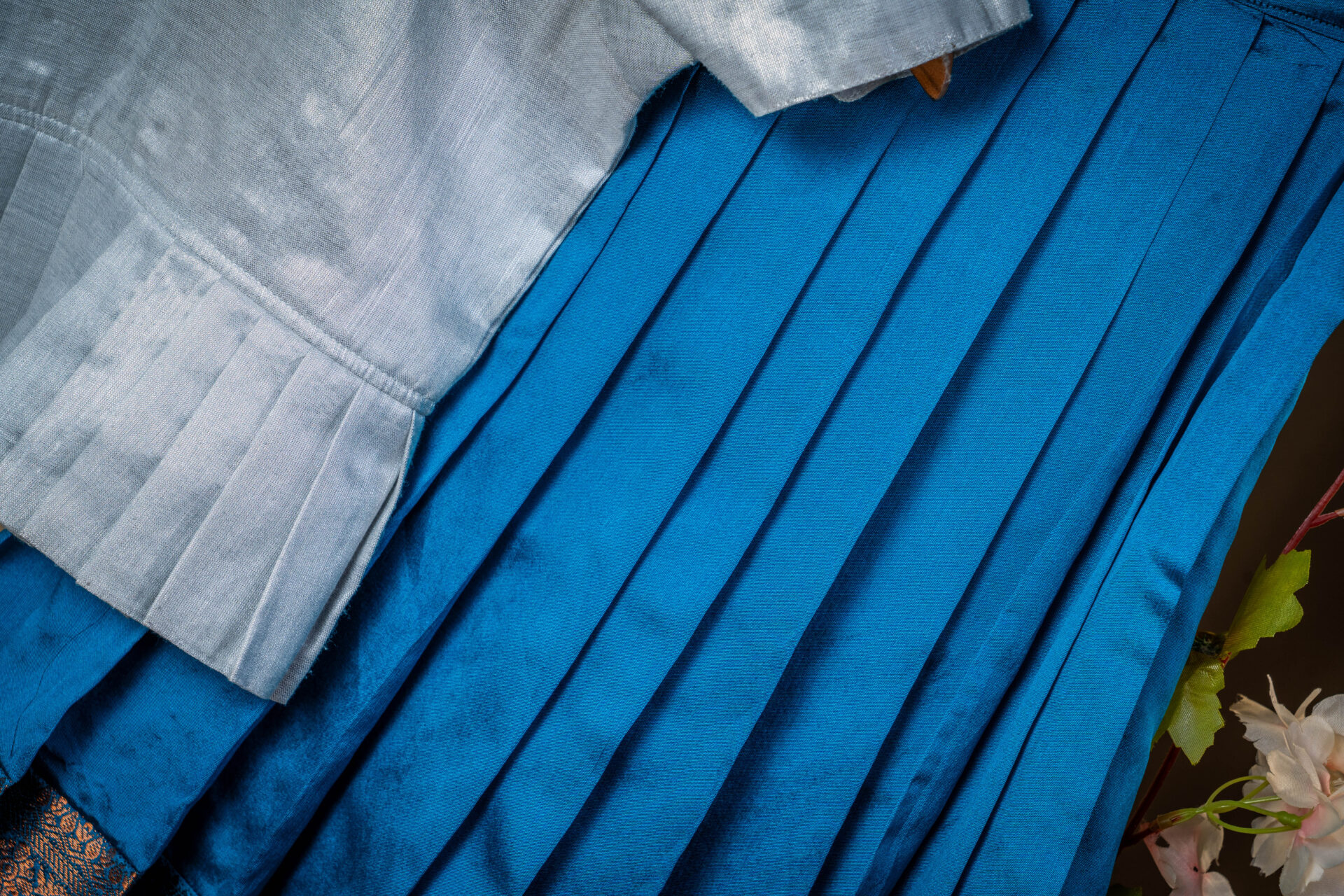 Luxurious Navy & Copper Diamond Brocade Fabric - Image 3